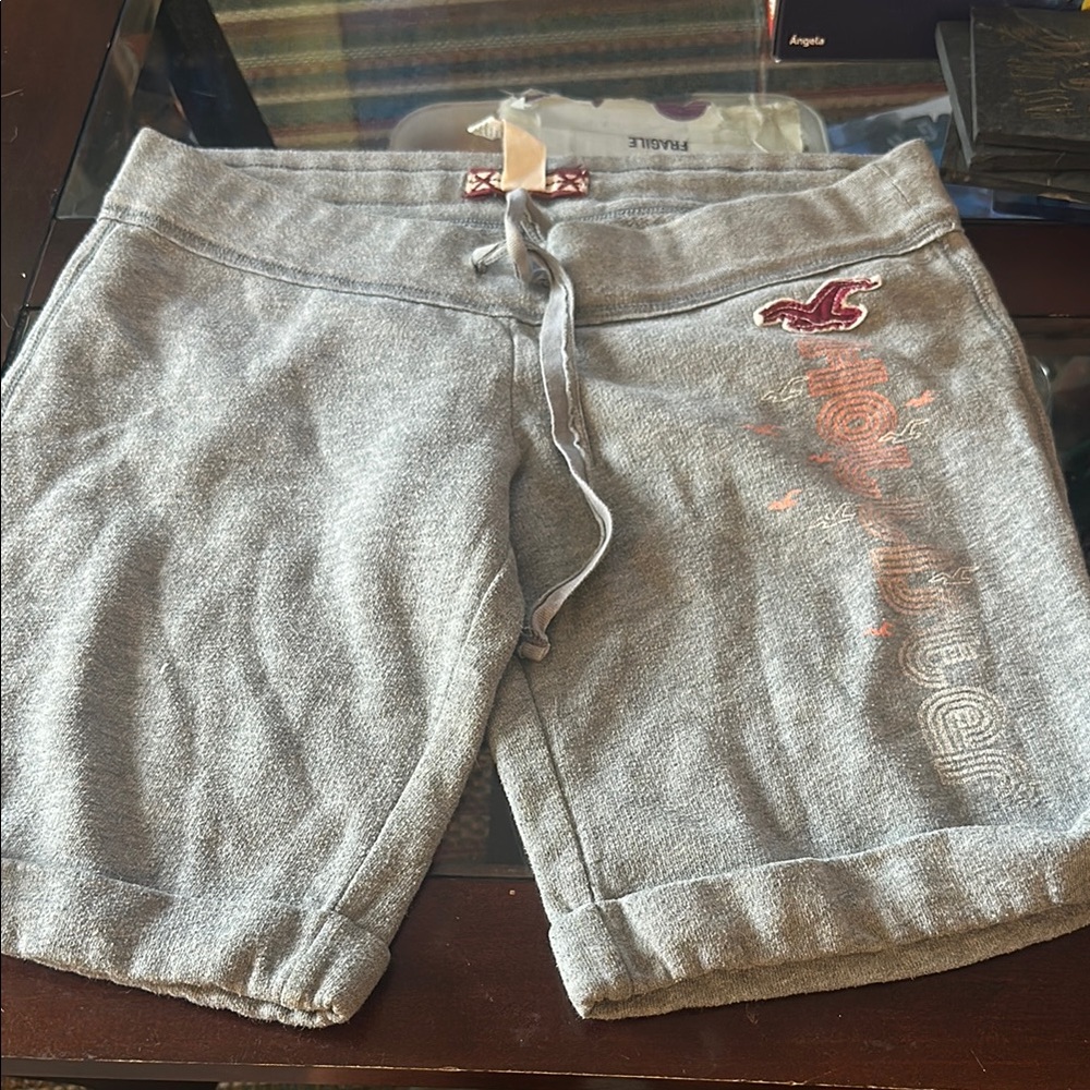 Hollister Gray Athletic Shorts with Drawstring Waistband